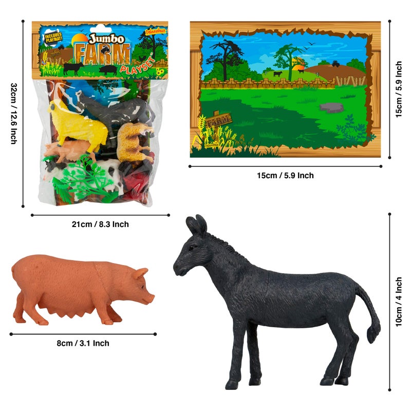 Deluxebase Jumbo Playset - Farm Animal Figurines from 10-Piece Large Farmyard Figurine Toy Set Including Cow, Pig, Dog, Donkey, Goat and Chicken. Great Kids Toys, Gifts and Party Favors. - Image 3
